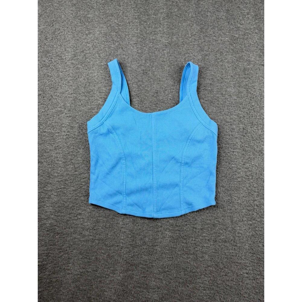 SO Blue Ribbed Tank Top Women's Medium Stretch Casual Sleeveless Knit